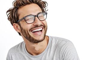Portrait of a Happy Man with Glasses photo