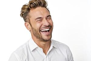 Portrait of a Happy Man with a White Shirt photo