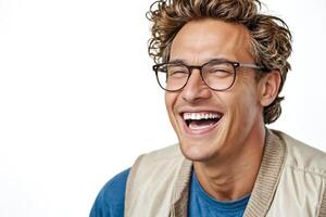 Man Laughing With Glasses On photo