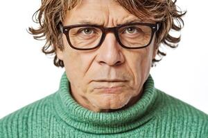 Portrait of a man with a skeptical expression photo
