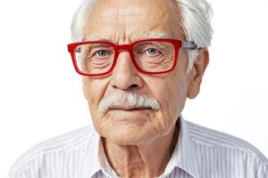 Portrait of a Senior Man with Red Glasses photo