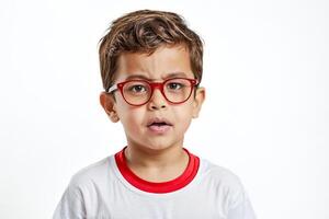 Portrait of a Young Boy with Glasses photo
