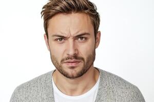 Young Man with Doubtful Expression photo