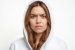 Portrait of a woman with a serious expression photo