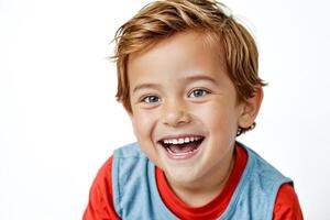 Happy Little Boy Laughing with a Big Smile photo