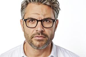 Portrait of a Serious Man with Glasses photo