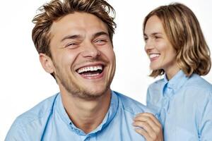 Close Up of a Happy Couple Laughing Together photo