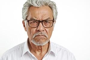 Portrait of a Senior Man with a Frowning Expression photo