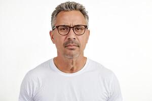 Portrait of a man with skeptical expression photo