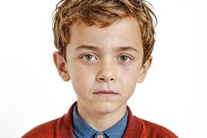 Young Boy with Serious Expression photo