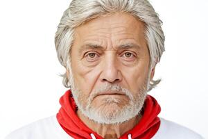 Close-up Portrait of a Senior Man with a Serious Expression photo
