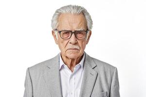 Portrait of a Serious Senior Man in Glasses photo