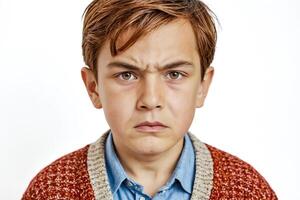 Portrait of a Young Boy with a Serious Expression photo
