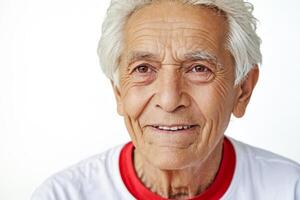Close-up portrait of a smiling senior man photo