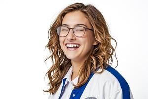 Portrait of a Young Woman Laughing with Joy photo