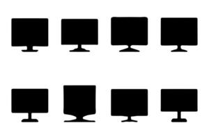 Simple computer monitor illustration set design vector