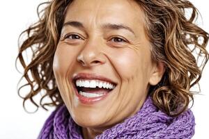 Portrait of a beautiful woman laughing with joy photo