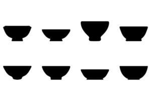 Simple bowl icon set. Tableware flat design vector