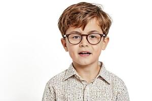 Portrait of a young boy with glasses photo
