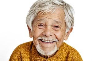 Senior man smiling with white beard photo