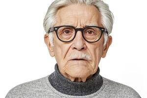 Portrait of a Senior Man with a Concerned Expression photo