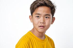 Portrait of a Young Boy with a Curious Expression photo