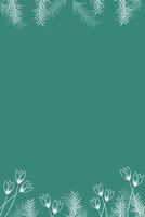 Flower and leaf border design with sage green background frame. Leaves and tulip design used for posters ,cards, flyers, wedding invitations, invite, border, frame vector