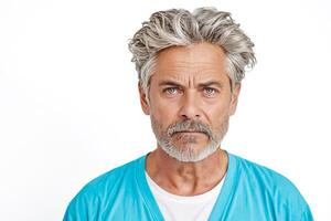 Portrait of a mature man with gray hair and a beard photo