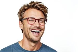 Happy Man Wearing Glasses Smiling photo