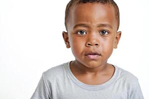 Portrait of a young boy with a thoughtful expression photo
