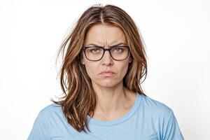 Portrait of a woman with a skeptical expression photo