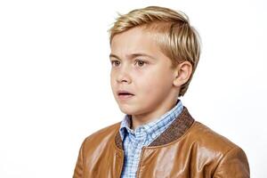 Portrait of a Young Boy with a Surprised Expression photo