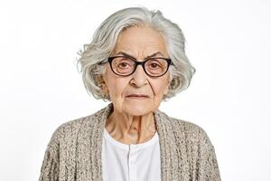 Portrait of a senior woman with a serious expression photo