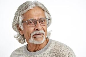 Portrait of a Senior Man with a White Beard and Mustache photo