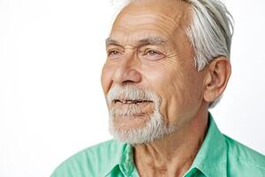 Close-up of a smiling senior man with a grey beard photo