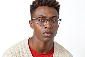 Portrait of a Young Man with a Skeptical Expression photo