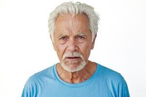 Close Up Portrait of Senior Man with Concerned Expression photo