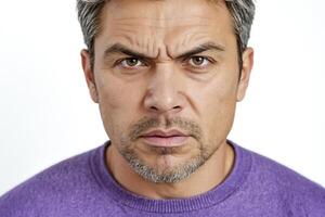 Close-up portrait of a man looking directly at the camera with a serious expression photo