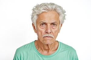 Close-up portrait of a senior man with a serious expression photo