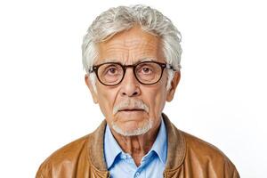 Portrait of a Senior Man with Glasses and a Thoughtful Expression photo