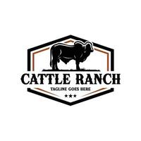 Cattle ranch emblem logo . Best for livestock agricultural and farm related industry vector