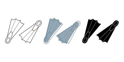 wimming fins in different colors. Clip art for your projects. vector