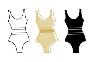 A small set with a one-piece swimsuit in different colors. Clip art for your projects. vector
