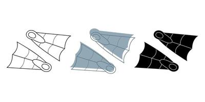 Set of swimming fins in different colors. Clip art for your projects. vector