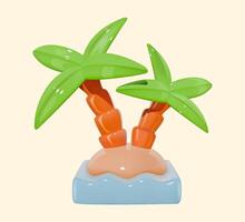 3D Illustration of Tropical Island with Palm Trees vector