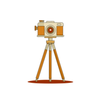 graphic retro dslr camera on tripod png