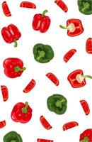 Vegetable red and green paprika background on white vector