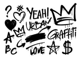 Graffity wall elements spray pattern set. vector