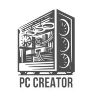 Computer case design. Pc cpu tower box symbol vector