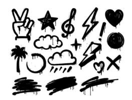 Graffity wall elements spray pattern set. vector